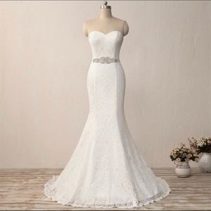 Strapless lace mermaid wedding dress